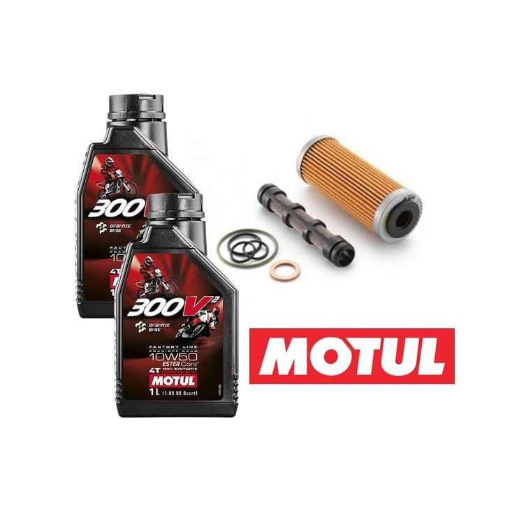 Pack vidange MOTUL 300V2 10W50 pour 250/350 FE/FC 4 Temps 2014 à 2021 Pack vidange MOTUL 300V2 10W50 pour 250/350 FE/FC 4 Temps 2014 à 2021