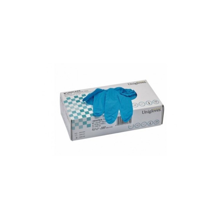 Gants nitrile d’atelier DRAPER bleu (100 pièces) L