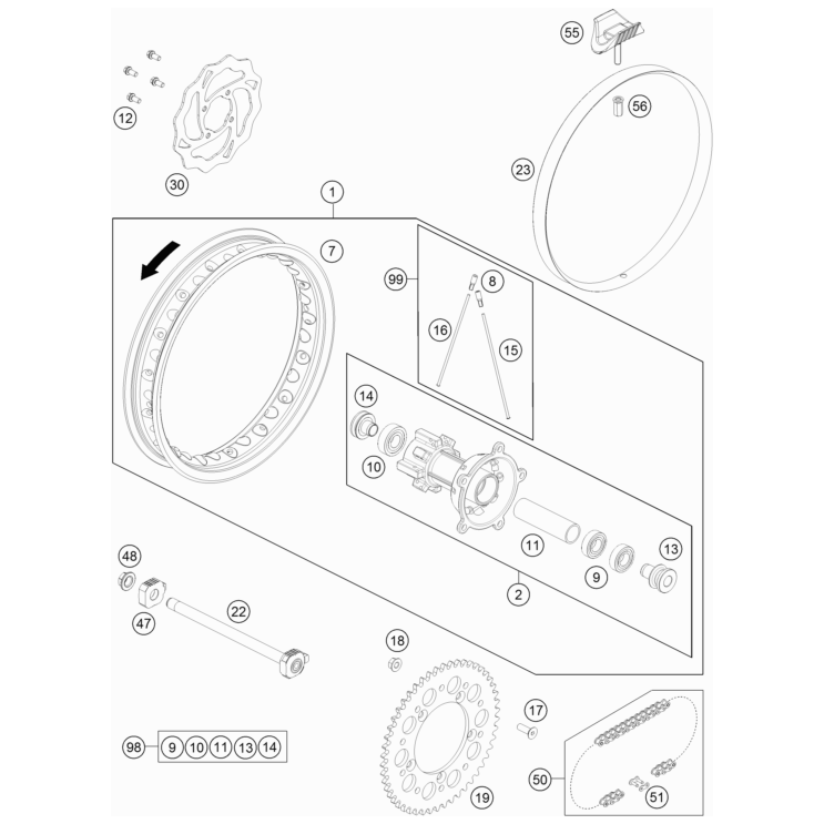 Roue arrière HUSQVARNA 65 TC 2023