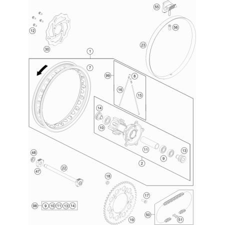 Roue arrière HUSQVARNA 65...