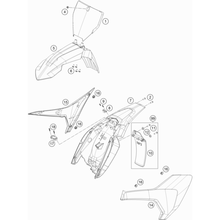 Garde boue,plaque phare HUSQVARNA 65 TC 2023
