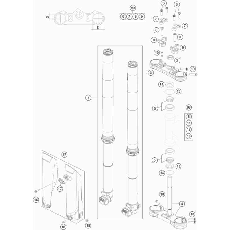 Fourche, té de fourche HUSQVARNA 85 TC 2023