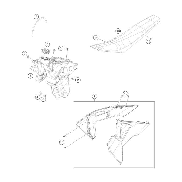 Réservoir, selle HUSQVARNA 250 TE 2023