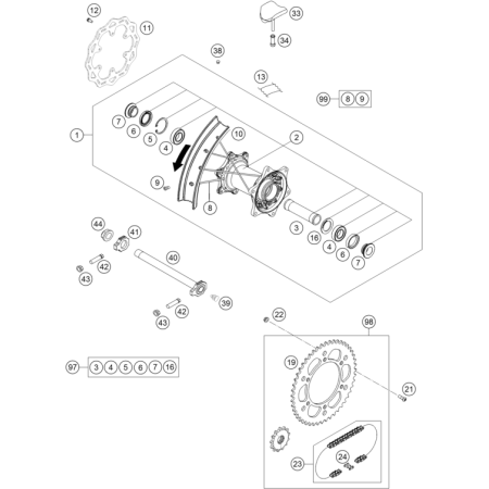 Roue arrière HVA 450 FE 2023