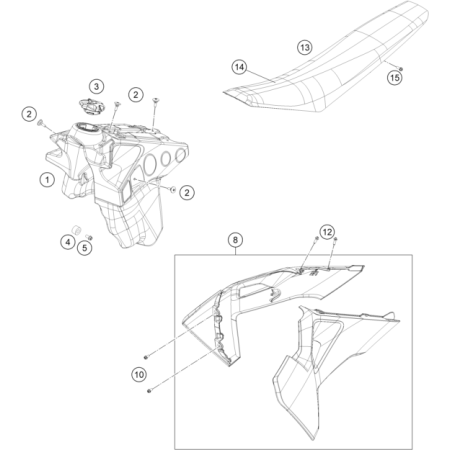 Réservoir, selle HVA 450 FE...