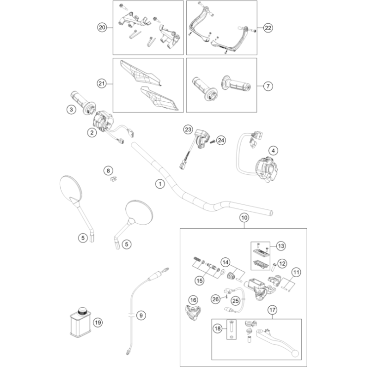 Guidon et commande HUSQVARNA 701 SM 2022
