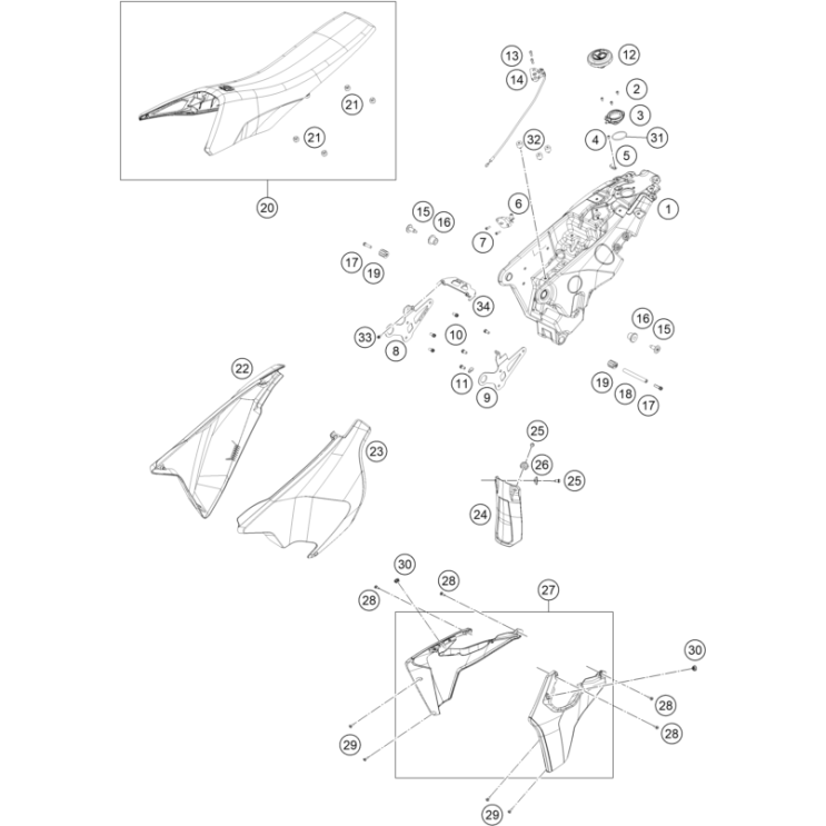 Réservoir, selle HUSQVARNA 701 SM 2022