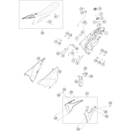 Réservoir, selle HUSQVARNA...