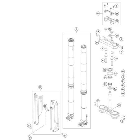 fourche téléscopique, té de fourche