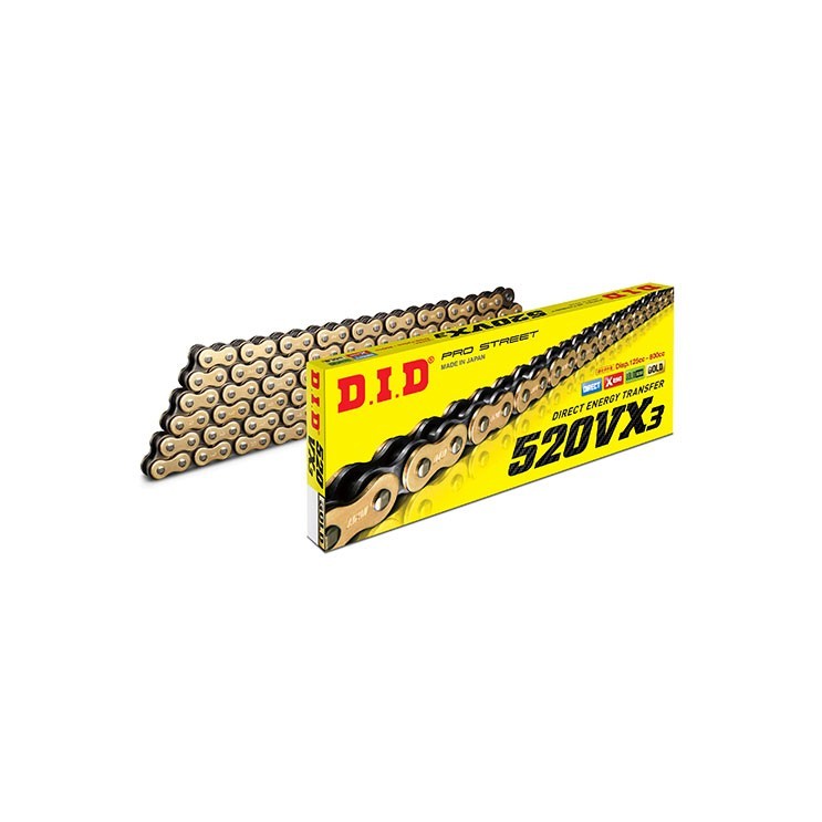 Chaine DID520VX3(GOLD&BLACK) x 118 mail. FJ