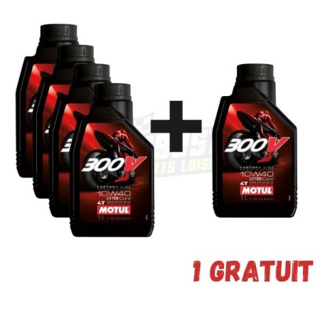 Pack Motul 300V 4T 10W40 4+1 gratuit pour Sherco