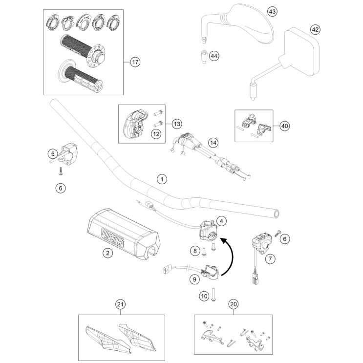 GUIDON, COMMANDES HUSQVARNA 300 TEI PRO 2024