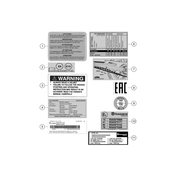STICKERS INFORMATIONS HUSQVARNA 701 ENDURO 2021