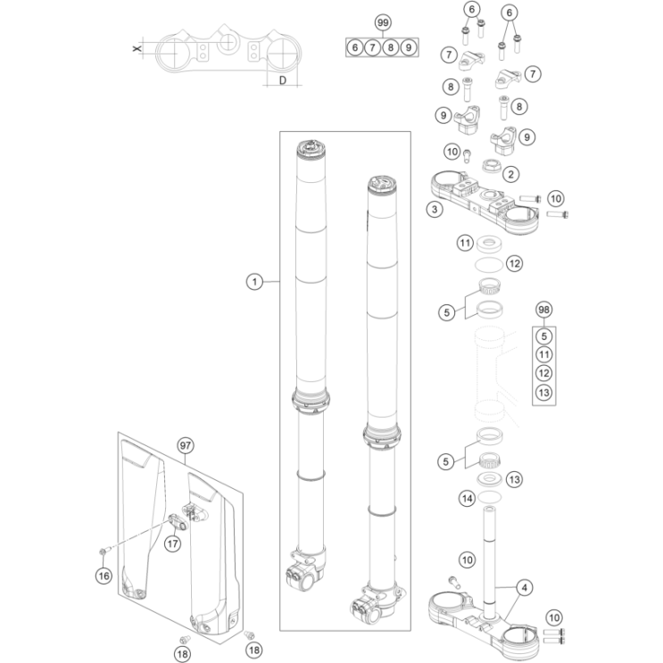 FOURCHE  TE DE FOURCHE HUSQVARNA 85 TC PETITES ROUES 2024