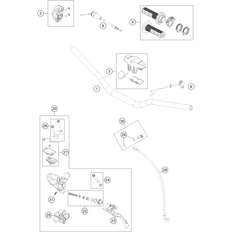 GUIDON, COMMANDES HUSQVARNA 85 TC PETITES ROUES 2024