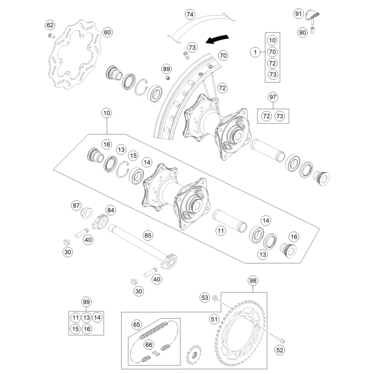 ROUE ARRIERE HUSQVARNA 85 TC PETITES ROUES 2024