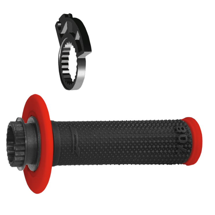 Poignées Lock On Progrip 708 pour Husqvarna - Noir/Rouge 