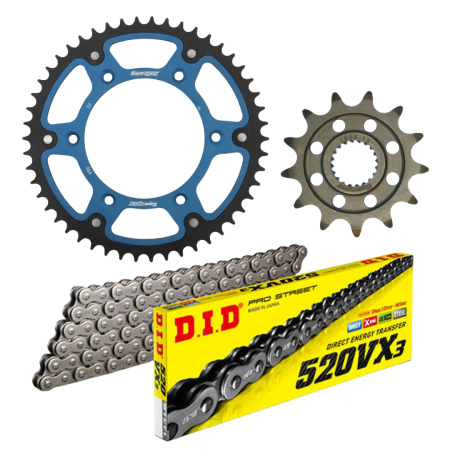 Kit chaine DID HUSQVARNA  14*50 520VX3 couronne Stealth bleu 
