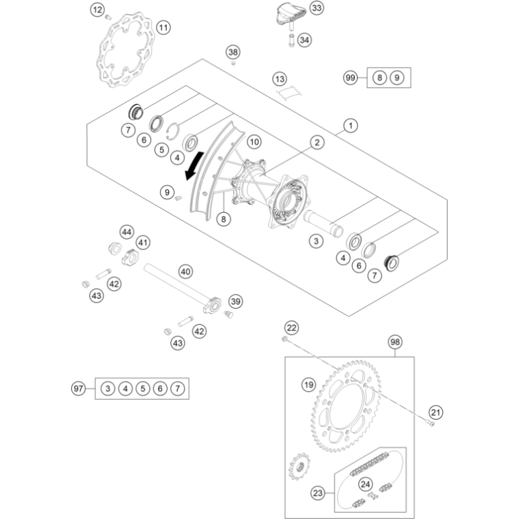 ROUE ARRIERE HUSQVARNA 350 FE PRO 2025