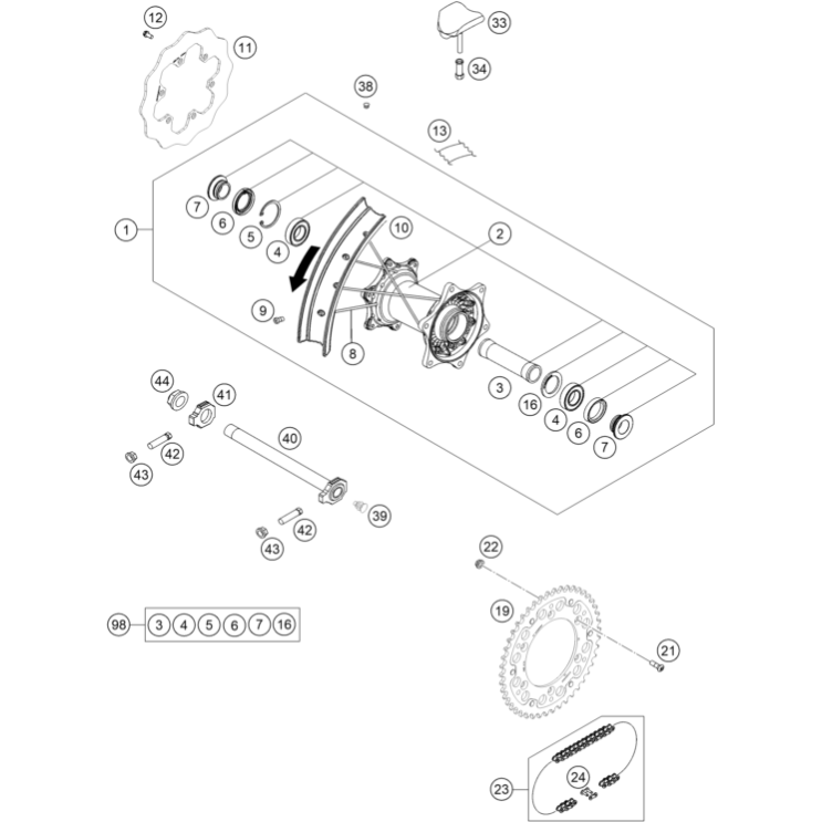 ROUE ARRIERE HUSQVARNA 350 FE PRO 2026
