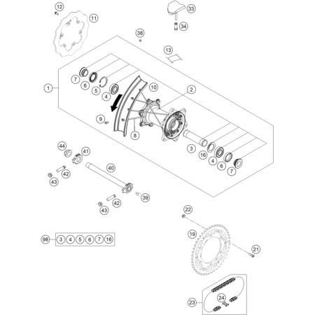ROUE ARRIERE HUSQVARNA 350...