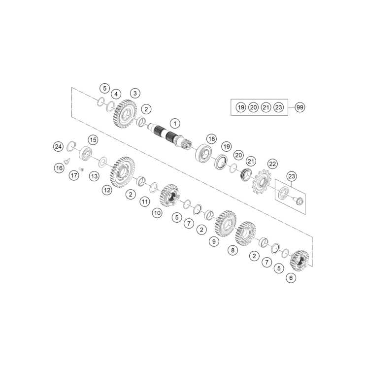 BOITE DE VITESSE II - ARBRE DE SORTIE HUSQVARNA 501 FE 2026