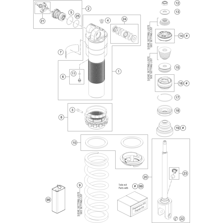 AMORTISSEUR ECLATE HUSQVARNA 450 FE 2026
