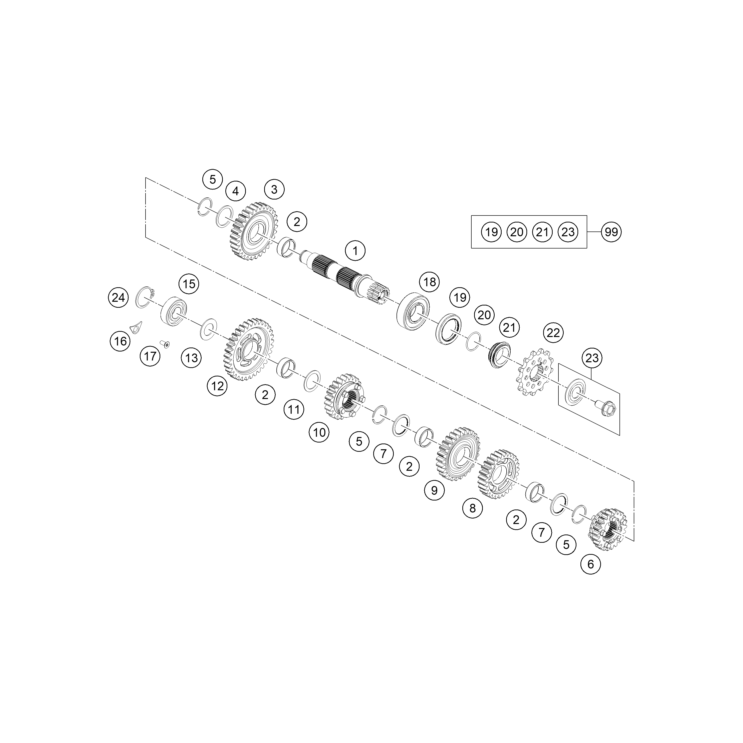 BOITE DE VITESSE II - ARBRE DE SORTIE HUSQVARNA 300 PRO 2026