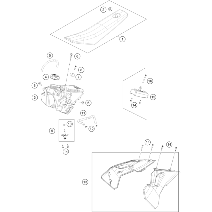 VUE ECLATEE RÉSERVOIR, SELLE HUSQVARNA 50 TC 2026