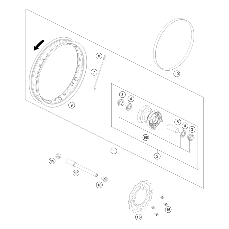 VUE ECLATEE ROUE AVANT HUSQVARNA 50 TC 2026