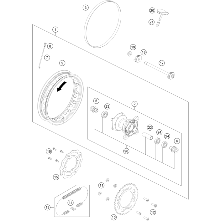 VUE ECLATEE ROUE ARRIERE HUSQVARNA 50 TC 2026
