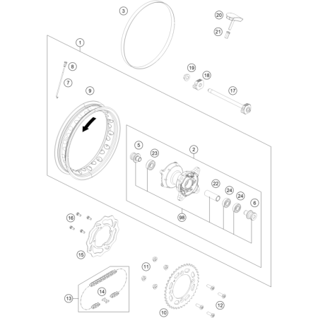 VUE ECLATEE ROUE ARRIERE...