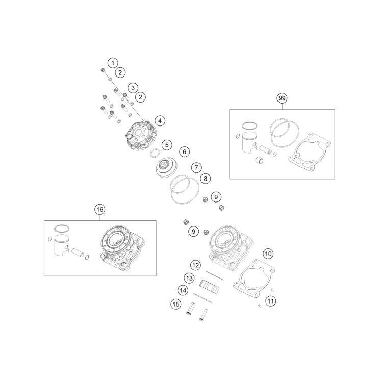 VUE ECLATEE CYLINDRE, CULASSE HUSQVARNA 50 TC 2026