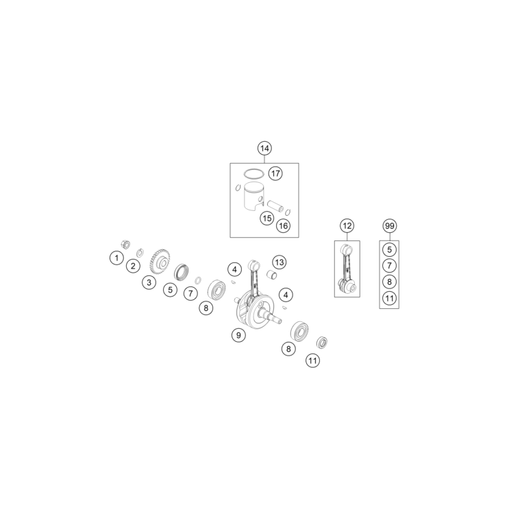 VUE ECLATEE VILEBREQUIN, PISTON HUSQVARNA 50 TC 2026