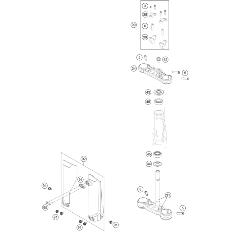VUE ECLATEE FOURCHE TELESCOPIQUE, TE DE FOURCHE HUSQVARNA 65 TC 2026