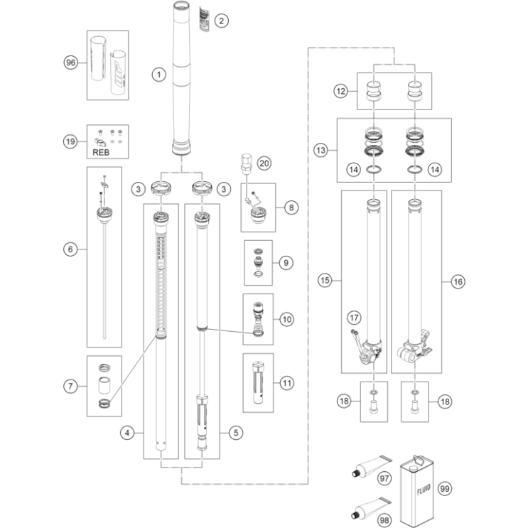 VUE ECLATEE FOURCHE ECLATEE HUSQVARNA 65 TC 2026