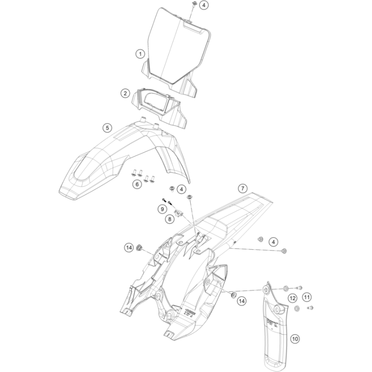 VUE ECLATEE PLAQUE, GARDE-BOUE HUSQVARNA 65 TC 2026