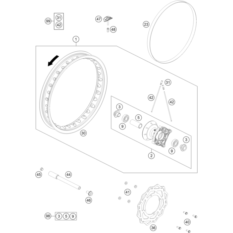 VUE ECLATEE ROUE AVANT HUSQVARNA 65 TC 2026
