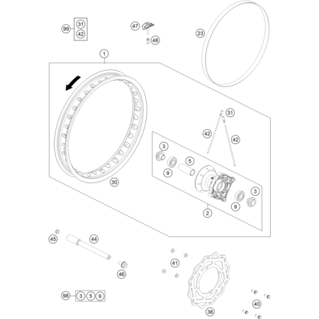 VUE ECLATEE ROUE AVANT...