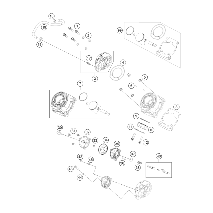 VUE ECLATEE CYLINDRE, CULASSE HUSQVARNA 65 TC 2026