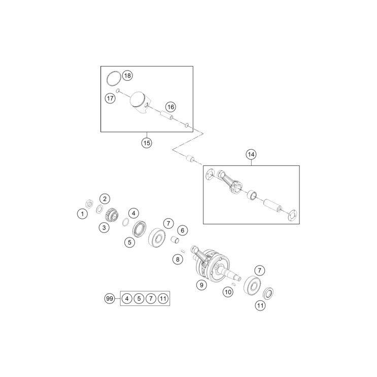 VUE ECLATEE VILEBREQUIN, PISTON HUSQVARNA 65 TC 2026