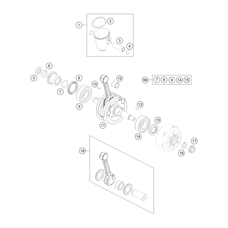VUE ECLATEE VILEBREQUIN, PISTON HUSQVARNA 85 TC 17/14 2026