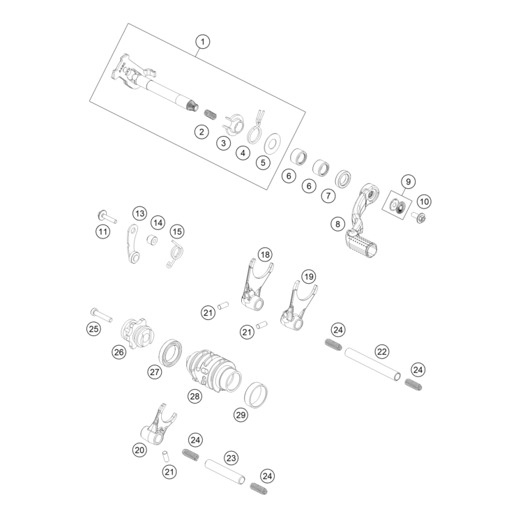 VUE ECLATEE MECANISME DE SELECTION HUSQVARNA 125 TC 2026