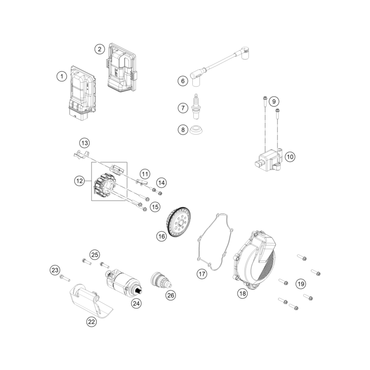 VUE ECLATEE SYSTEME DE ALLUMAGE HUSQVARNA 125 TC 2026