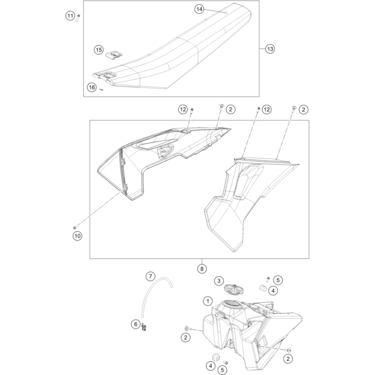 VUE ECLATEE RÉSERVOIR, SELLE HUSQVARNA 250 TC 2026