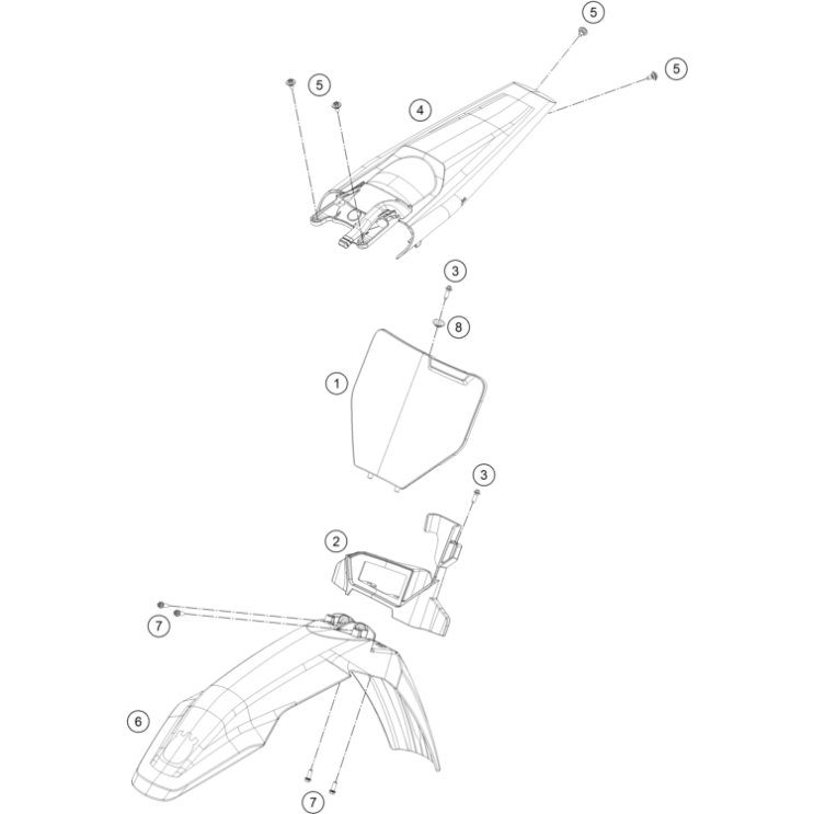 VUE ECLATEE PLAQUE, GARDE-BOUE HUSQVARNA 250 TC 2026
