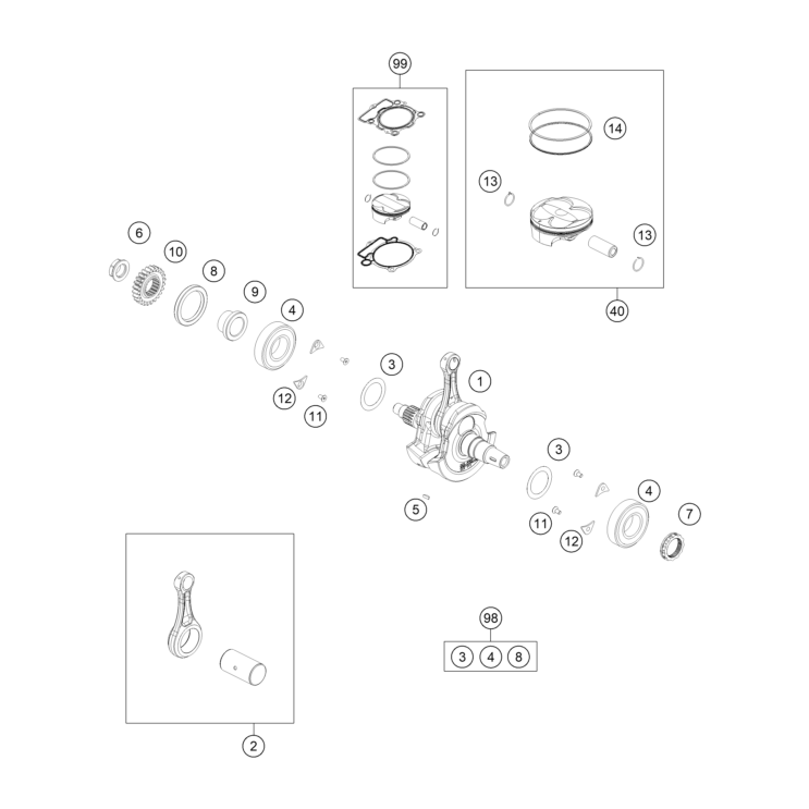 VUE ECLATEE VILEBREQUIN, PISTON HUSQVARNA 250 FC 2026