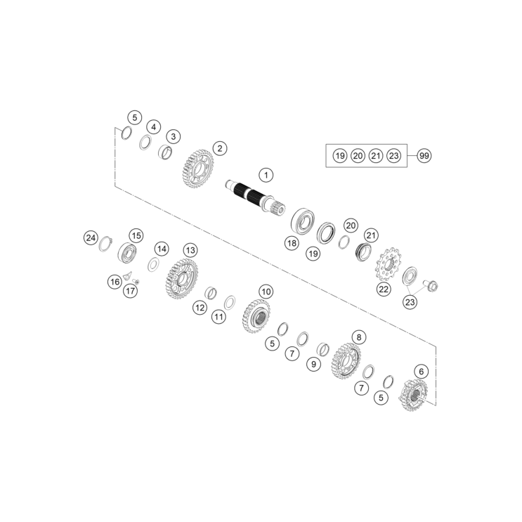 VUE ECLATEE BOITE DE VITESSE II - ARBRE DE SORTIE HUSQVARNA 250 FC 2026