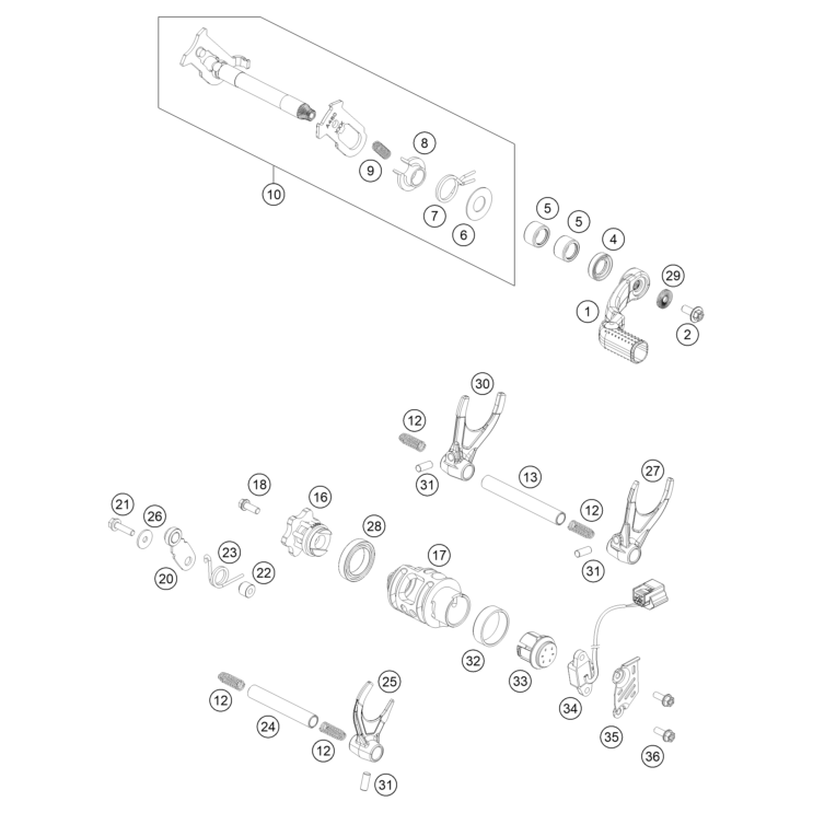 VUE ECLATEE MECANISME DE SELECTION HUSQVARNA 450 FC 2026