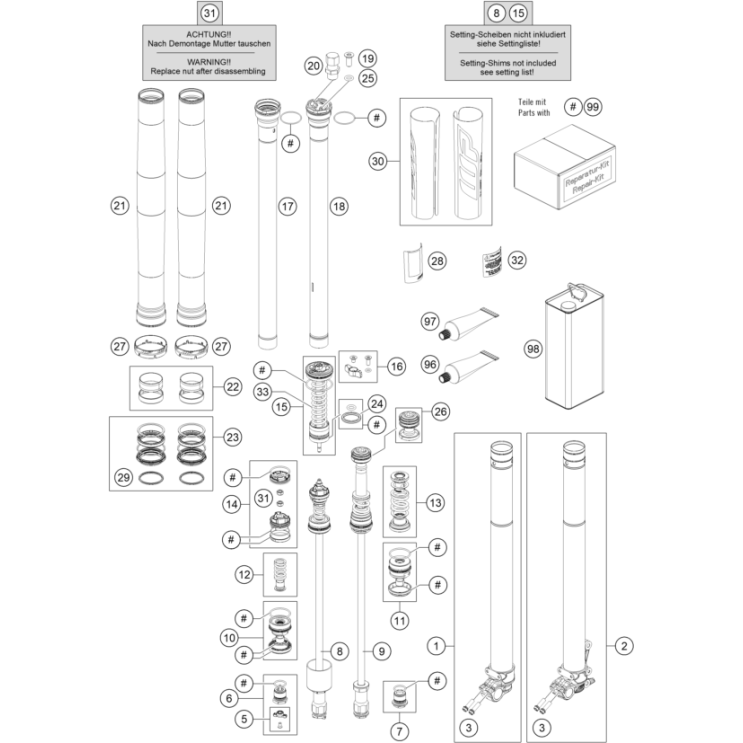 VUE ECLATEE FOURCHE TELESCOPIQUE ECLATE HUSQVARNA 450 FC 2026